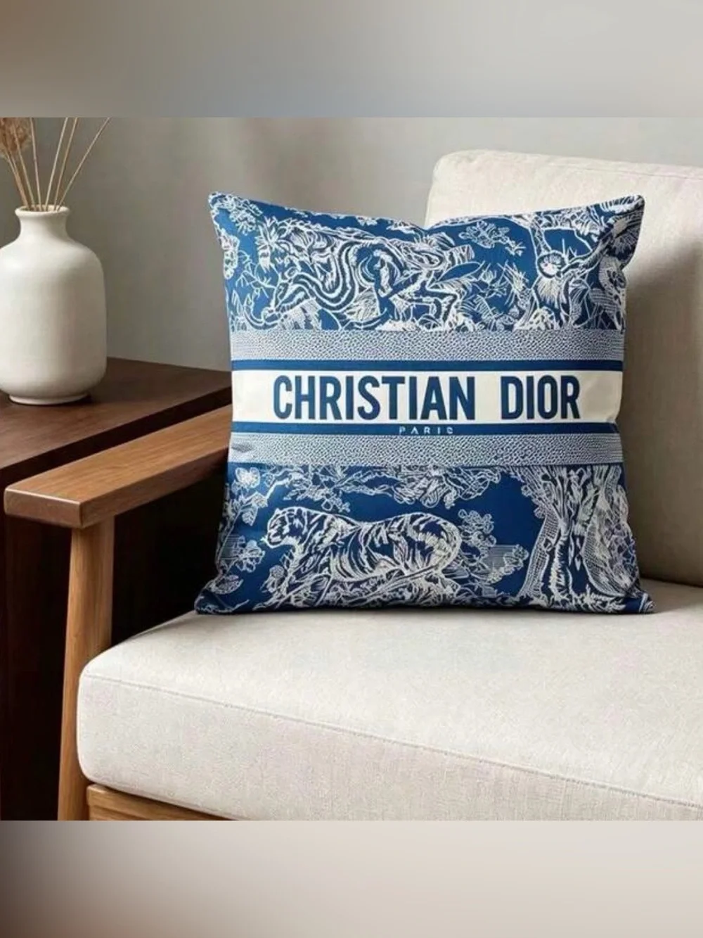 New Blue Toile Logo Accent Pillow CASE 18inch